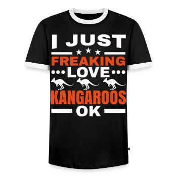 Je flippe juste l’amour Kangourous ok animal sauvage - T-shirt contrasté Homme - noir/blanc - Devant - AI Model Female 172 light (172cm) & AI Model Male 178 light (178cm)