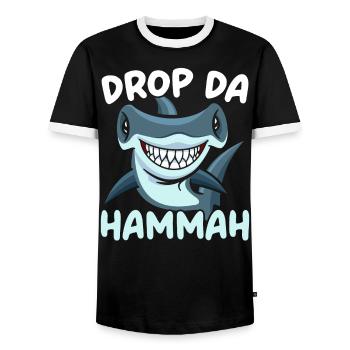 Drop Da Hammah Requin-marteau Requin Biologie marine - T-shirt contrasté Homme - noir/blanc - Devant - AI Model Female 172 light (172cm) & AI Model Male 178 light (178cm)