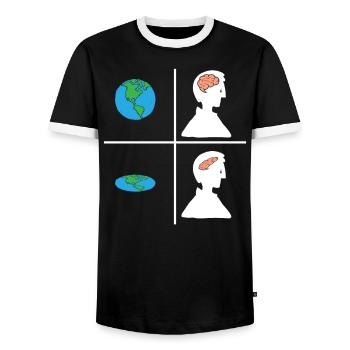 Flat Earth Society Théorie du complot Flat Earther - T-shirt contrasté Homme - noir/blanc - Devant - AI Model Female 172 light (172cm) & AI Model Male 178 light (178cm)