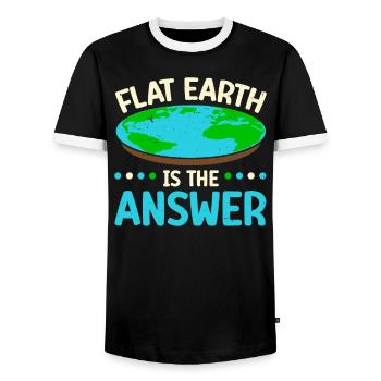 Flache Erde ist die Antwort Verschwörungstheorie - Männer Kontrast-T-Shirt - Schwarz/Weiß - Vorne - AI Model Female 172 light (172cm) & AI Model Male 178 light (178cm)