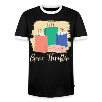 Gone Thriftin' Thrifting Queen Chasse aux bonnes affaires - T-shirt contrasté Homme - noir/blanc - Devant - AI Model Female 172 light (172cm) & AI Model Male 178 light (178cm)