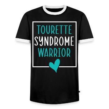 Tourette-Syndrom Krieger Teal Ribbon Störung - Männer Kontrast-T-Shirt - Schwarz/Weiß - Vorne - AI Model Female 172 light (172cm) & AI Model Male 178 light (178cm)