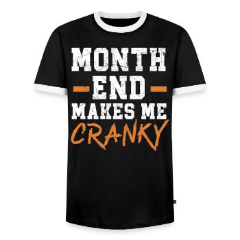 Month End Makes Me Crazy Job Financial Manager - Men's Ringer Shirt - black/white - Front - AI Model Female 172 light (172cm) & AI Model Male 178 light (178cm)