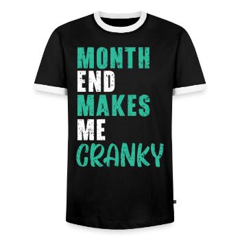 Month End Makes Me Crazy Job Financial Manager - Men's Ringer Shirt - black/white - Front - AI Model Female 172 light (172cm) & AI Model Male 178 light (178cm)