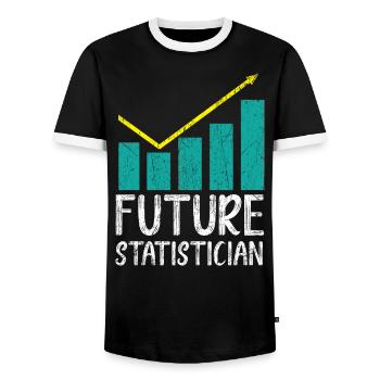Future Statistician Data Analyst Job Statistics - Men's Ringer Shirt - black/white - Front - AI Model Female 172 light (172cm) & AI Model Male 178 light (178cm)