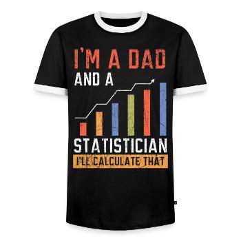 Ich bin ein Vater und ein Statistiker, ich werde das berechnen - Männer Kontrast-T-Shirt - Schwarz/Weiß - Vorne - AI Model Female 172 light (172cm) & AI Model Male 178 light (178cm)