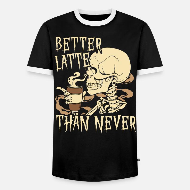 Better Latte Than Never Koffein-Kaffeetrinker - Männer Kontrast-T-Shirt - Schwarz/Weiß