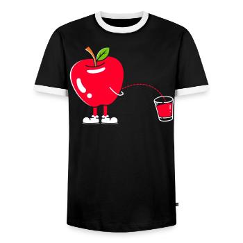 Apple Picking Squad Apple Fruit Lover Apple - Men's Ringer Shirt - black/white - Front - AI Model Female 172 light (172cm) & AI Model Male 178 light (178cm)