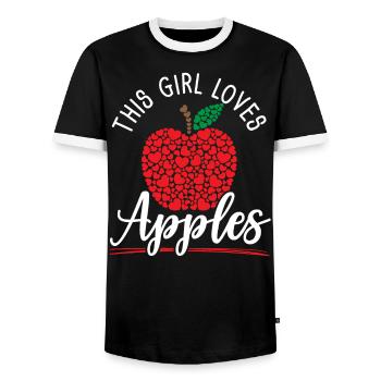 This Girl Loves Apples Apple Fruit Lover Apple - Men's Ringer Shirt - black/white - Front - AI Model Female 172 light (172cm) & AI Model Male 178 light (178cm)