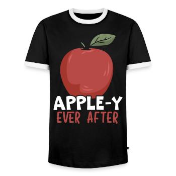 Apple Picking Squad Apple Fruit Lover Apple - Men's Ringer Shirt - black/white - Front - AI Model Female 172 light (172cm) & AI Model Male 178 light (178cm)