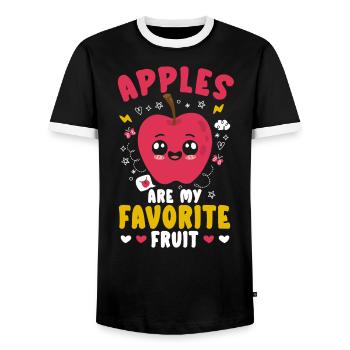 Apple Picking Squad Apple Fruit Lover Apple - Men's Ringer Shirt - black/white - Front - AI Model Female 172 light (172cm) & AI Model Male 178 light (178cm)