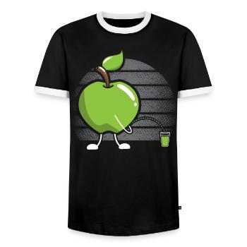 Apple Picking Squad Apple Fruit Lover Apple - Men's Ringer Shirt - black/white - Front - AI Model Female 172 light (172cm) & AI Model Male 178 light (178cm)