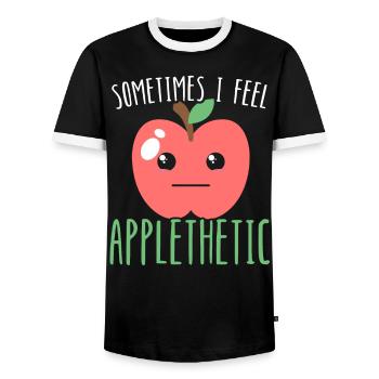 Parfois, je me sens amoureux des pommes Applethetic - T-shirt contrasté Homme - noir/blanc - Devant - AI Model Female 172 light (172cm) & AI Model Male 178 light (178cm)