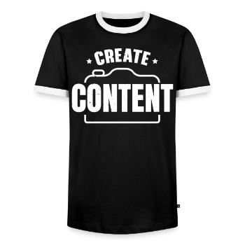 Erstelle Content Creator Social Media Influencer - Männer Kontrast-T-Shirt - Schwarz/Weiß - Vorne - AI Model Female 172 light (172cm) & AI Model Male 178 light (178cm)
