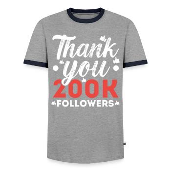 Content Creator Social Media Influencer Vlogger - Männer Kontrast-T-Shirt - Grau/Navy  - Vorne - AI Model Female 172 light (172cm) & AI Model Male 178 light (178cm)