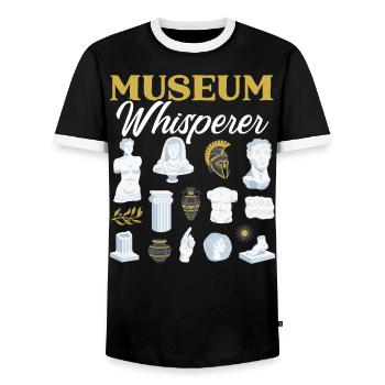 Museum Whisperer Museum Lover Museum Kurator - Männer Kontrast-T-Shirt - Schwarz/Weiß - Vorne - AI Model Female 172 light (172cm) & AI Model Male 178 light (178cm)