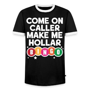 Come On Caller Make Me Hollar Bingo Game Casino - T-shirt contrasté Homme - noir/blanc - Devant - AI Model Female 172 light (172cm) & AI Model Male 178 light (178cm)