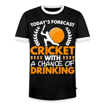 Cricket With A Chance Of Drinking Beer Cricketer - Men's Ringer Shirt - black/white - Front - AI Model Female 172 light (172cm) & AI Model Male 178 light (178cm)