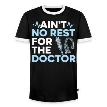 Ain’t No Rest For The Doctor Medicine Physician - T-shirt contrasté Homme - noir/blanc - Devant - AI Model Female 172 light (172cm) & AI Model Male 178 light (178cm)