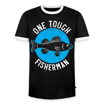 Un pêcheur dur Pêche Pêcheur Pêcheur Pêcheur - T-shirt contrasté Homme - noir/blanc - Devant - AI Model Female 172 light (172cm) & AI Model Male 178 light (178cm)