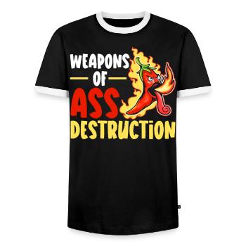 Red Hot Chili Flavor Mexican Spice Spicy Food - Men's Ringer Shirt - black/white - Front - AI Model Female 172 light (172cm) & AI Model Male 178 light (178cm)