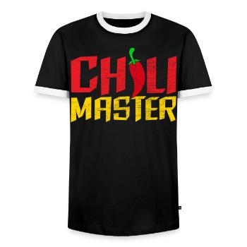 Chili Master Chili Flavor Mexican Spice Spicy Food - Men's Ringer Shirt - black/white - Front - AI Model Female 172 light (172cm) & AI Model Male 178 light (178cm)