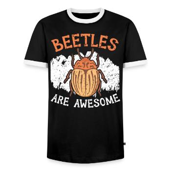 Beetles Are Awesome Insect Entomology Bug Hunter - Men's Ringer Shirt - black/white - Front - AI Model Female 172 light (172cm) & AI Model Male 178 light (178cm)