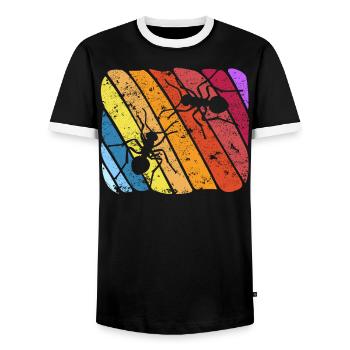 Retro Ameisen Insekten Entomologie Zukunft Entomologe - Männer Kontrast-T-Shirt - Schwarz/Weiß - Vorne - AI Model Female 172 light (172cm) & AI Model Male 178 light (178cm)