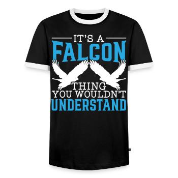 It's A Falcon Thing You Wouldn't Understand Bird - Men's Ringer Shirt - black/white - Front - AI Model Female 172 light (172cm) & AI Model Male 178 light (178cm)