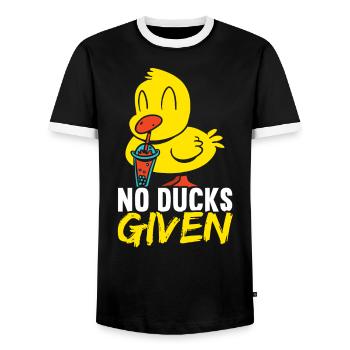 Pas de canards donnés Canard Chuchoteur Caneton Oiseau Canard - T-shirt contrasté Homme - noir/blanc - Devant - AI Model Female 172 light (172cm) & AI Model Male 178 light (178cm)
