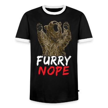 Furry Nope Bear Lover Wildlife Animal Bear - Men's Ringer Shirt - black/white - Front - AI Model Female 172 light (172cm) & AI Model Male 178 light (178cm)