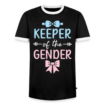 Keeper Of The Gender Schwangerschaft Gender Reveal - Männer Kontrast-T-Shirt - Schwarz/Weiß - Vorne - AI Model Female 172 light (172cm) & AI Model Male 178 light (178cm)