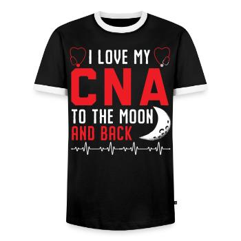 Zertifizierte Pflegehelferin CNA - Männer Kontrast-T-Shirt - Schwarz/Weiß - Vorne - AI Model Female 172 light (172cm) & AI Model Male 178 light (178cm)