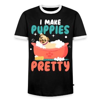 Je fais des chiots de jolis toiletteurs pour chiens toiletteurs pour chiens - T-shirt contrasté Homme - noir/blanc - Devant - AI Model Female 172 light (172cm) & AI Model Male 178 light (178cm)