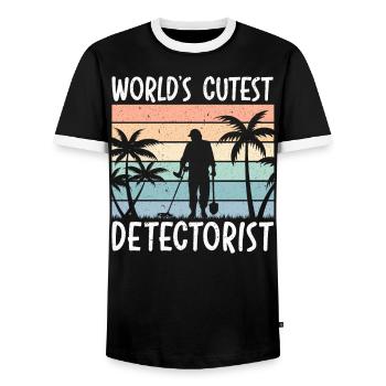 World's Cutest Detectorist Treasure Hunting Lover - Men's Ringer Shirt - black/white - Front - AI Model Female 172 light (172cm) & AI Model Male 178 light (178cm)