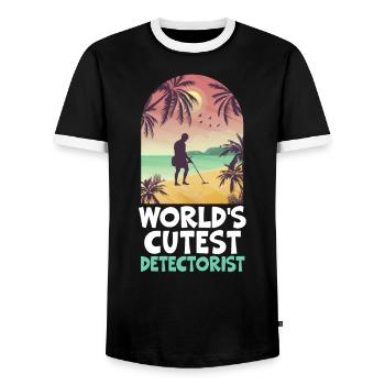 World's Cutest Detectorist Treasure Hunting Lover - Men's Ringer Shirt - black/white - Front - AI Model Female 172 light (172cm) & AI Model Male 178 light (178cm)