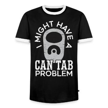 Je pourrais avoir un problème d’onglet de boîte de conserve Chasse au trésor - T-shirt contrasté Homme - noir/blanc - Devant - AI Model Female 172 light (172cm) & AI Model Male 178 light (178cm)