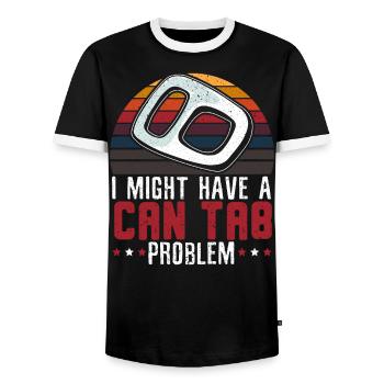 Je pourrais avoir un problème d’onglet de boîte de conserve Chasse au trésor - T-shirt contrasté Homme - noir/blanc - Devant - AI Model Female 172 light (172cm) & AI Model Male 178 light (178cm)