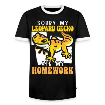 Désolé mon gecko léopard a mangé mes devoirs reptile - T-shirt contrasté Homme - noir/blanc - Devant - AI Model Female 172 light (172cm) & AI Model Male 178 light (178cm)