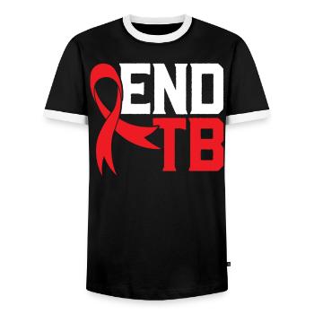 End TB Tuberculosis Warrior Tuberculosis Awareness - Men's Ringer Shirt - black/white - Front - AI Model Female 172 light (172cm) & AI Model Male 178 light (178cm)
