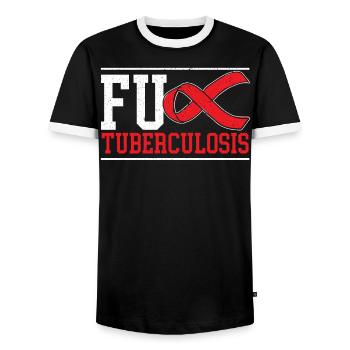 Tuberculosis Warrior Tuberculosis Awareness - Men's Ringer Shirt - black/white - Front - AI Model Female 172 light (172cm) & AI Model Male 178 light (178cm)