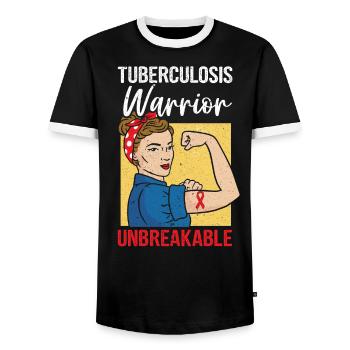 Tuberculosis Warrior Tuberculosis Awareness - Men's Ringer Shirt - black/white - Front - AI Model Female 172 light (172cm) & AI Model Male 178 light (178cm)