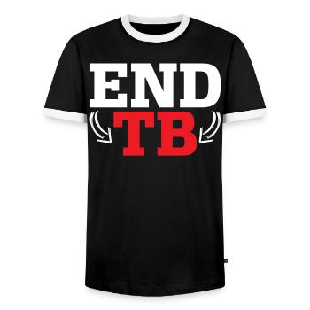 End TB Tuberculose Warrior Tuberculosis Sensibilisation - T-shirt contrasté Homme - noir/blanc - Devant - AI Model Female 172 light (172cm) & AI Model Male 178 light (178cm)