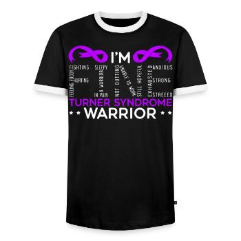 Turner Syndrome Warrior Turner Syndrome Awareness - Men's Ringer Shirt - black/white - Front - AI Model Female 172 light (172cm) & AI Model Male 178 light (178cm)