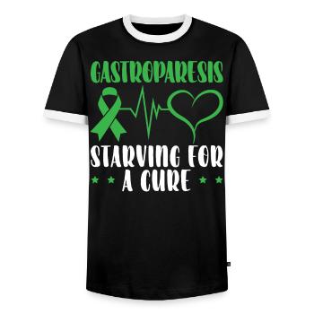 Gastroparesis Starving For A Cure Gastroparesis - Men's Ringer Shirt - black/white - Front - AI Model Female 172 light (172cm) & AI Model Male 178 light (178cm)