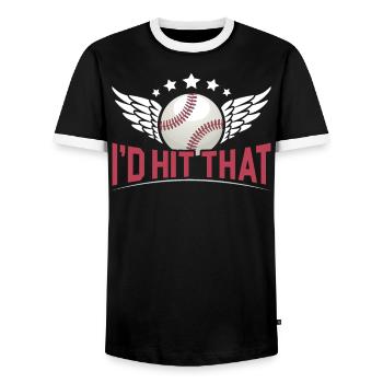 Ich würde diesen Baseballspieler Baseballtrainer schlagen - Männer Kontrast-T-Shirt - Schwarz/Weiß - Vorne - AI Model Female 172 light (172cm) & AI Model Male 178 light (178cm)