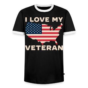 Ich liebe meinen Veteran USA Flagge American Memorial Day - Männer Kontrast-T-Shirt - Schwarz/Weiß - Vorne - AI Model Female 172 light (172cm) & AI Model Male 178 light (178cm)