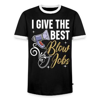 Ich gebe die besten Blow Jobs Friseur Friseursalon - Männer Kontrast-T-Shirt - Schwarz/Weiß - Vorne - AI Model Female 172 light (172cm) & AI Model Male 178 light (178cm)