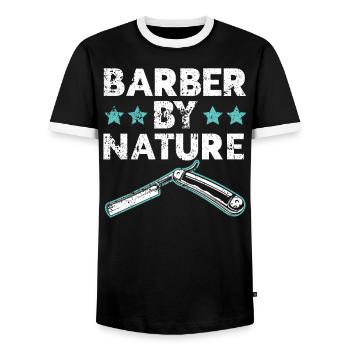 Barber By Nature Haarschnitt Barbershop Friseur - Männer Kontrast-T-Shirt - Schwarz/Weiß - Vorne - AI Model Female 172 light (172cm) & AI Model Male 178 light (178cm)
