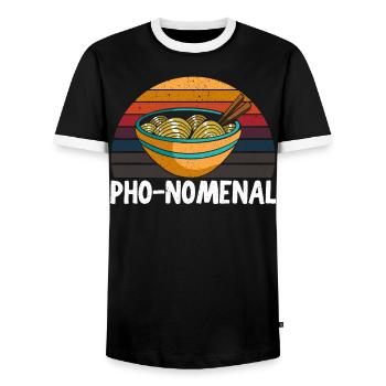 Pho Lover Chopsticks Nouilles vietnamiennes Cuisine asiatique - T-shirt contrasté Homme - noir/blanc - Devant - AI Model Female 172 light (172cm) & AI Model Male 178 light (178cm)